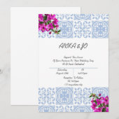 Roze bloemige bruidsjurk shower uitnodiging  (Voorkant / Achterkant)