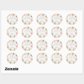 Roze bloemige bruidslunch bedankbrief cadeautje ronde sticker (Vel)