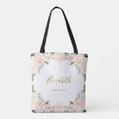 Roze Bloemige Bruidsmeisje Huwelijk Tote Bag (Achterkant)