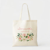 Roze bloemige Bruidsmeisje Persoonlijk Tote Bag (Voorkant)