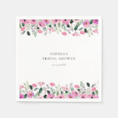 Roze Bloemige Bruidsmeisjes Borrel Servet (Voorkant)