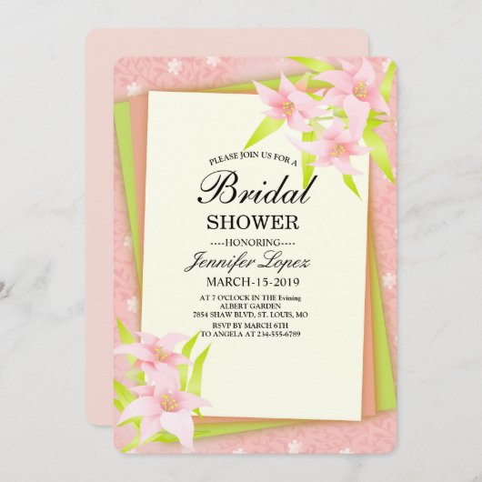 Roze Bloemige Bruidsmeisjesborrel Kaart (Voorkant / Achterkant)