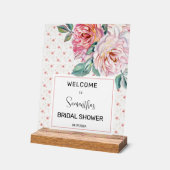 Roze Bloemige Bruidsontvangst Acryl Bord (Hoek)