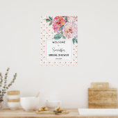 Roze Bloemige Bruidsontvangst Poster (Keuken)