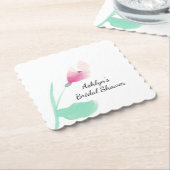 Roze bloemige bruidsshowers kartonnen onderzetters (Gebogen)