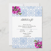 Roze bloemige bruidsuitnodiging  save the date (Voorkant)