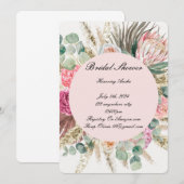 Roze bloemige bruidsuitnodiging save the date (Voorkant / Achterkant)