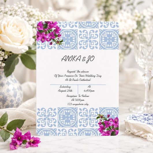 Roze bloemige bruidsuitnodiging  save the date