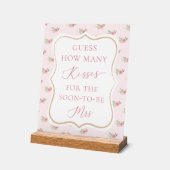 Roze Bloemige Bruiloft Bruidstaart Raad Hoeveel Ku Acryl Bord (Hoek)