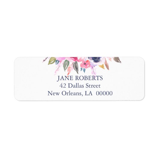 Roze Bloemige Bruiloft Etiket (Voorkant)