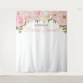 Roze Bloemige Bruiloft Feest Achtergrond Foto Prop Wandkleed (Voorkant)