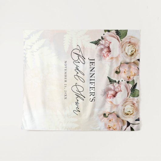 Roze Bloemige Bruiloft Feest Achtergrond Wandkleed (Voorkant (horizontaal))