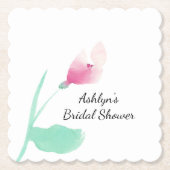 Roze Bloemige Bruiloft Feest Kartonnen Onderzetters (Voorkant)