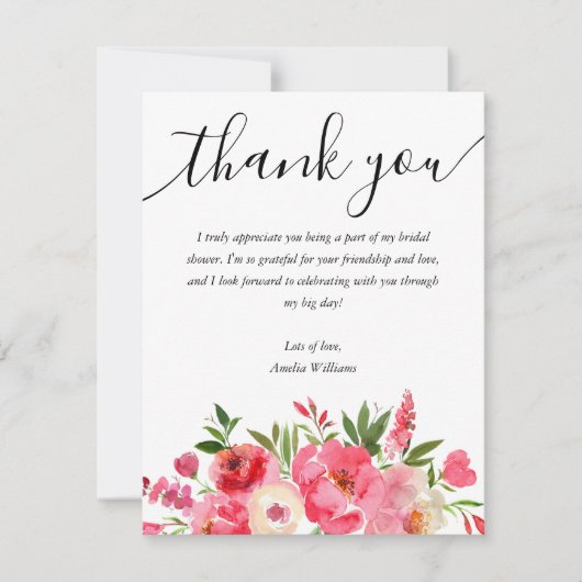 Roze Bloemige Bruiloft Feestelijke Uitnodiging (Voorkant)