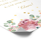 Roze Bloemige Bruiloft Mimosa Bar Bord met Blozend Poster (Hoek)