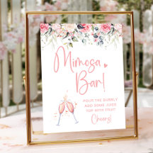 Roze Bloemige Bruiloft Mimosa Bar Bord