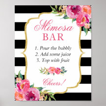 Roze Bloemige Bruiloft Mimosa Bar Bord
