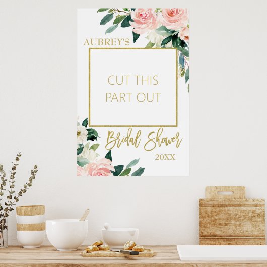 Roze bloemige bruiloft Photo Booth lijst Poster (Keuken)