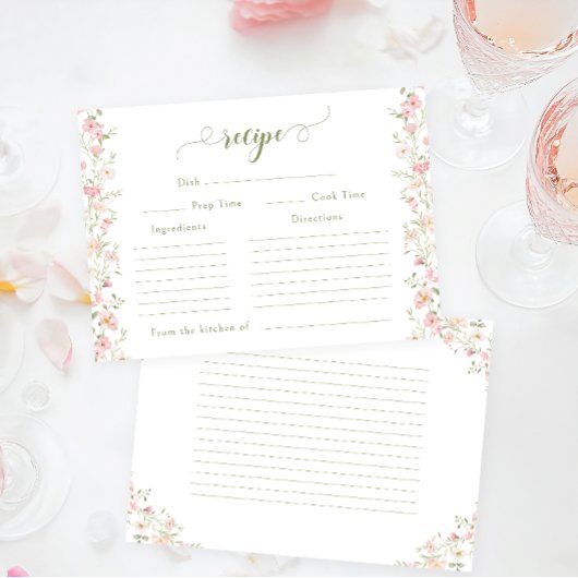 Roze Bloemige Bruiloft Recept Kaart