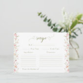 Roze Bloemige Bruiloft Recept Kaart (Staand voorkant)