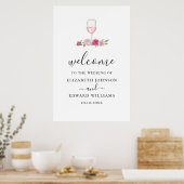 Roze bloemige bruiloft. Rozen en wijn script welko Poster (Keuken)