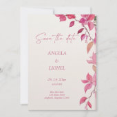 Roze bloemige bruiloft save the date (Voorkant)