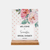 Roze Bloemige Bruiloft Welkom Acryl Bord (Voorkant)