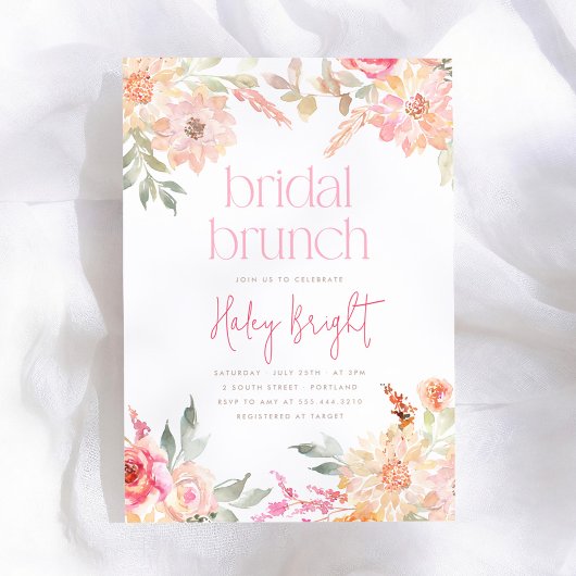 Roze bloemige bruiloftsbrunch bruiloftfeest Kaart