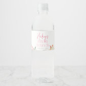Roze bloemige bruiloftsbrunch bruiloftfeest waterfles etiket (Voorkant)