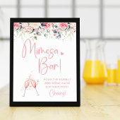 Roze Bloemige Bruiloftsdienst Mimosa Bar Bord Poster