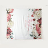 Roze Bloemige Bruiloftsdouche Achtergrond Wandkleed (Voorkant (horizontaal))
