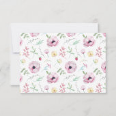 Roze Bloemige Bruiloftsdouche Bedankkaart (Achterkant)