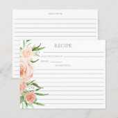 Roze bloemige bruiloftsdouche dubbelzijdige recept (Voorkant / Achterkant)