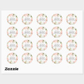 Roze bloemige bruiloftslunchenvelopezegel ronde sticker (Vel)