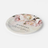 Roze Bloemige Bruiloftsontvangst Papieren Bordje (Gekanteld)