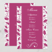 Roze bloemige bruiloftsreceptie dinermenu in fuchs kaart (Voorkant / Achterkant)