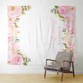 Roze Bloemige Bruiloftsshower Achtergrond Foto Pro Wandkleed (In Situ (horizontaal))