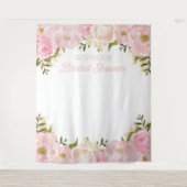 Roze Bloemige Bruiloftsshower Achtergrond Foto Pro Wandkleed (Voorkant)