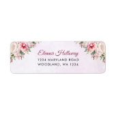 Roze bloemige bruiloftsuitnodiging etiket (Voorkant)