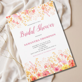 Roze bloemige bruiloftsuitnodiging kaart
