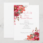 Roze bloemige bruiloftsuitnodiging save the date (Voorkant / Achterkant)
