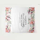 Roze bloemige brunch & bubbels bruidsfotobackdrop wandkleed (Voorkant (horizontaal))