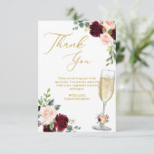 Roze Bloemige Brunch En Bruisende Bruiloftsdouche Bedankkaart (Staand voorkant)