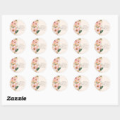 Roze Bloemige Brunch & Mousserende Wijn Bruidsfees Ronde Sticker (Vel)