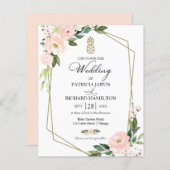Roze bloemige budget trouwuitnodiging (Voorkant / Achterkant)