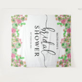 Roze Bloemige Cactus Cactussen Succulent Bruidsdou Wandkleed (Voorkant (horizontaal))