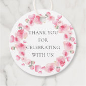 Roze bloemige cadeautag voor babyshower bedankjes labels (Voorkant)