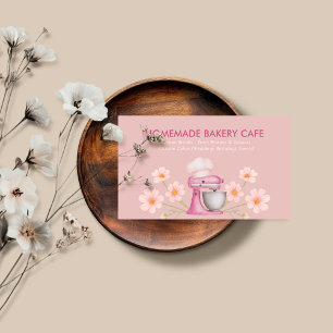 Roze Bloemige Cake Bakkerij Visitekaartje
