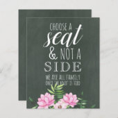 Roze Bloemige Chalkboard Aangepast Trouwbord Budge (Voorkant / Achterkant)