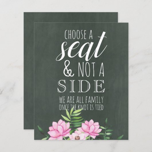 Roze Bloemige Chalkboard Aangepast Trouwbord Budge (Voorkant / Achterkant)